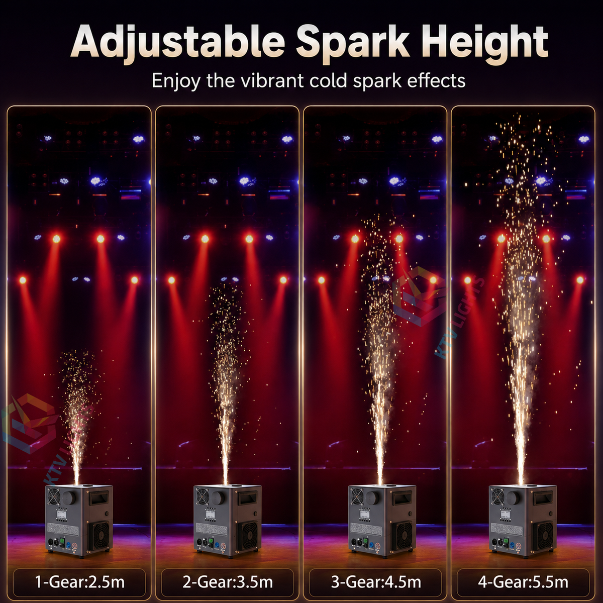 KTVLIGHTS 800W Cold Spark Machine, 5.5M Fountain & DMX-H2