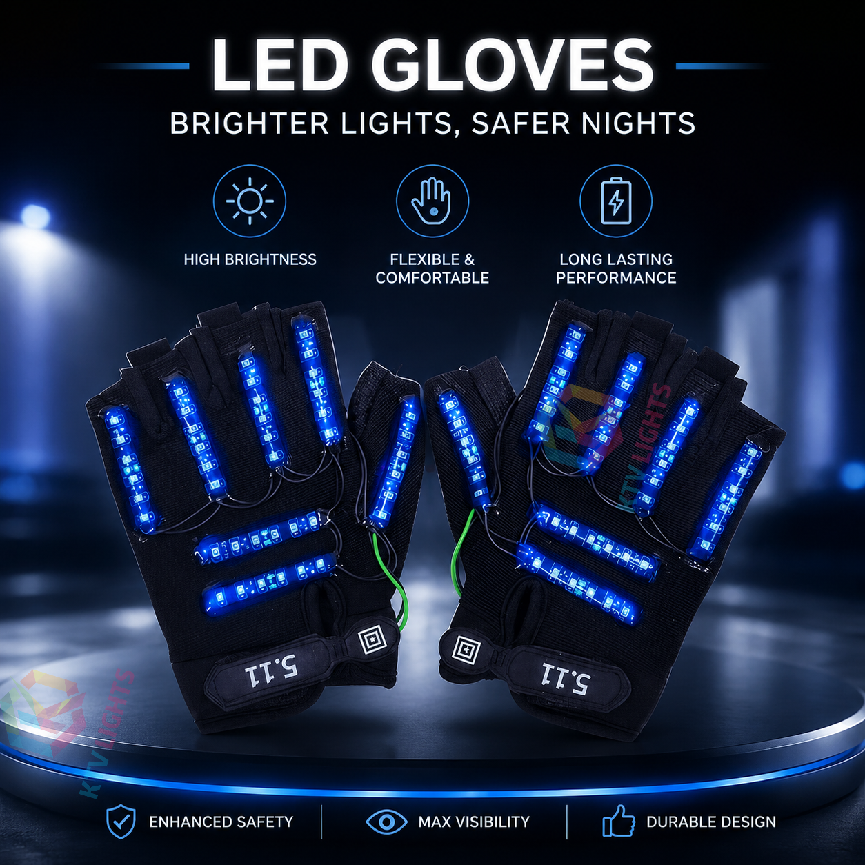 KTVLIGHTS LED Gloves for Rave Parties, DJs & Light Shows-M7