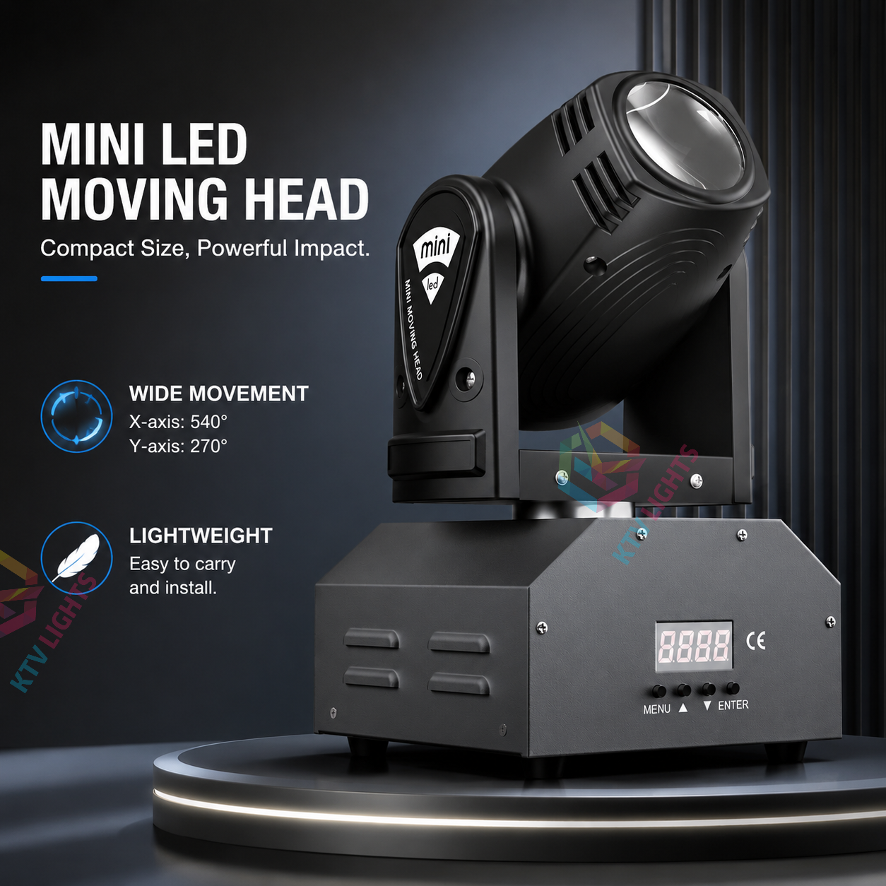 KTVLIGHTS RGBW 4-in-1 LED Beam Moving Head Light DJ Stage Lighting-E20