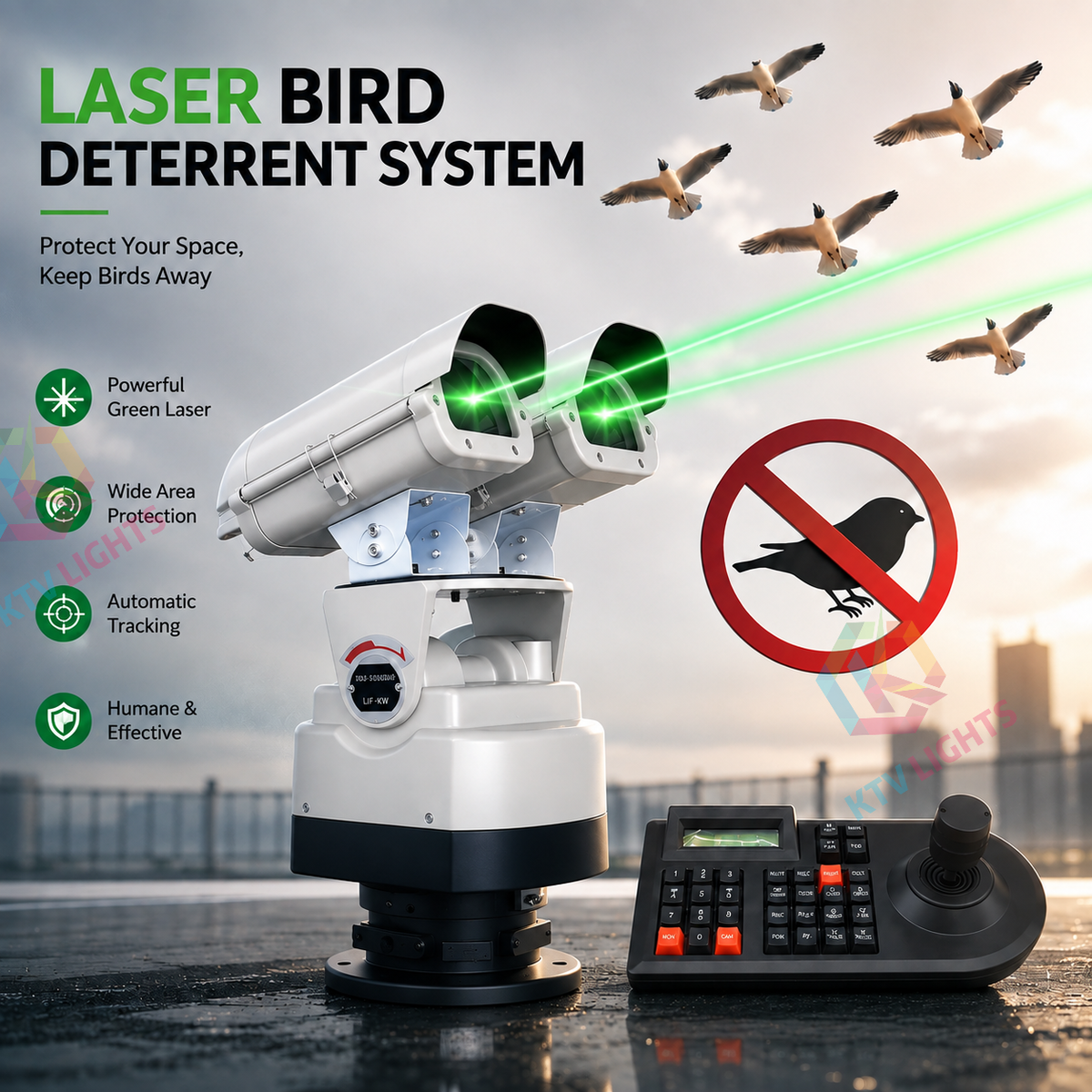 Dual-head outdoor bird and animal repellent laser light - B55
