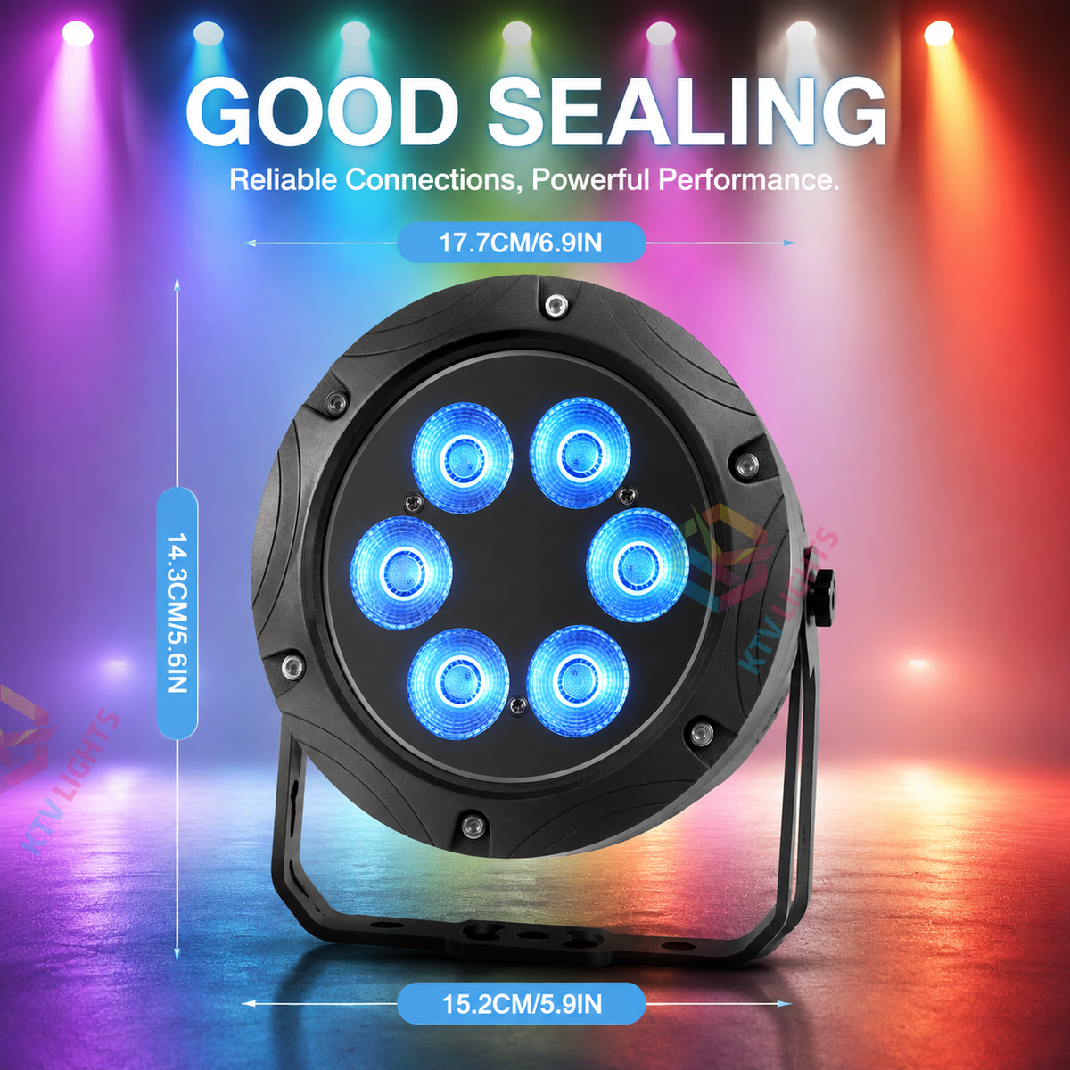 KTVLIGHTS 6x10W RGBW 4-in-1 Waterproof LED PAR Light-P17