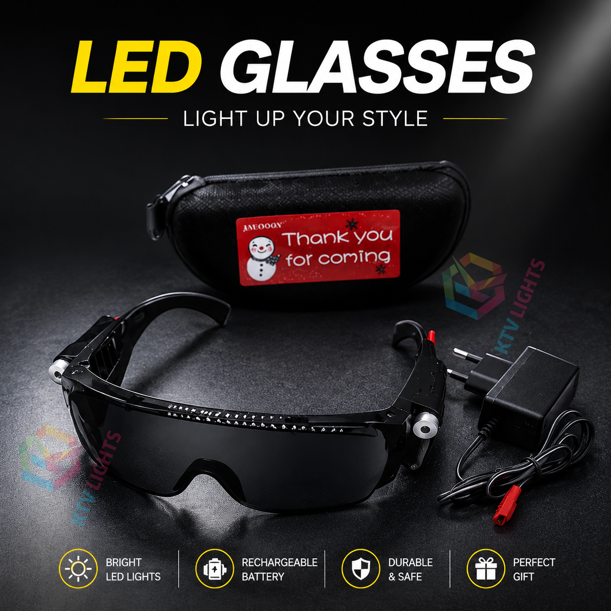 KTVLIGHTS Red Laser Glasses for Parties, Clubs & Festivals -M33