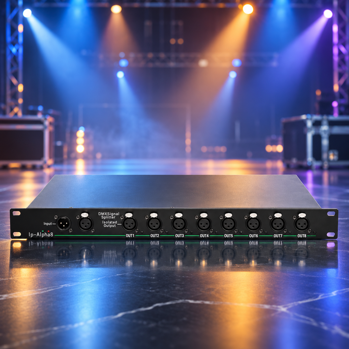 KTVLIGHTS 4/8-Way DMX512 Signal Amplifier & Stage Splitter-D11