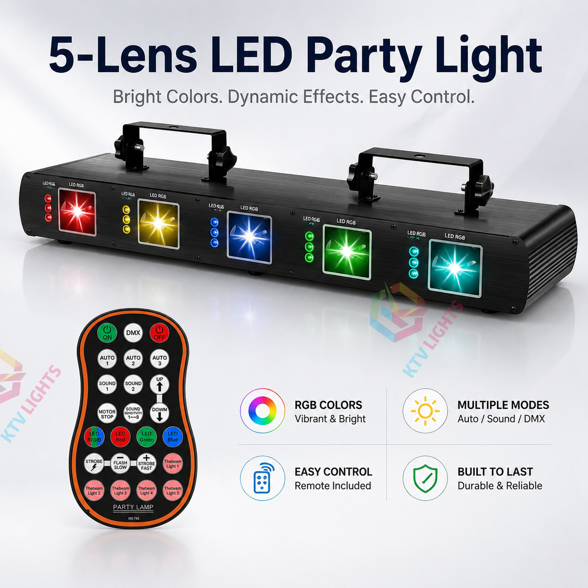 KTVLIGHTS 5-Aperture RGB Laser Light for DJ Stage Parties-B2