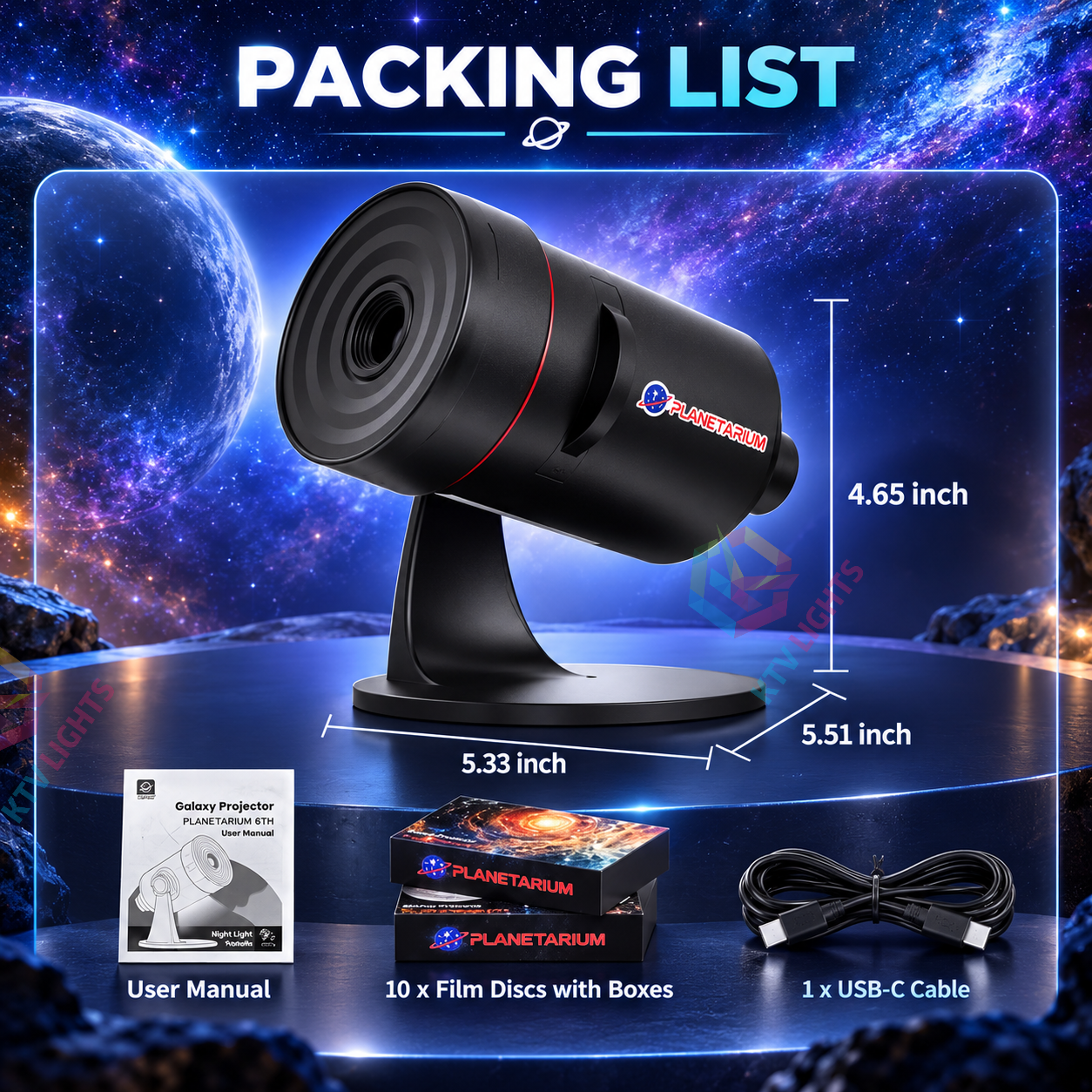 KTVLIGHTS 8th Gen HD Planetarium Galaxy Star Projector-S55
