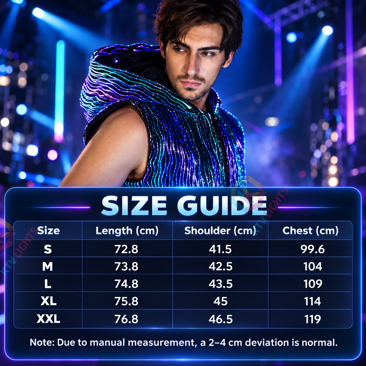 KTVLIGHTS LED Fiber Optic Light Up Vest for DJ Parties-M72