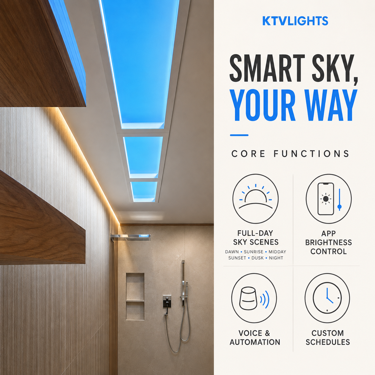 KTVLIGHTS Smart WiFi LED Artificial Skylight Ceiling Lamp