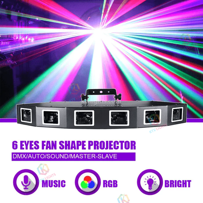 6-hole RGB scanning laser light DMX stage light-B26