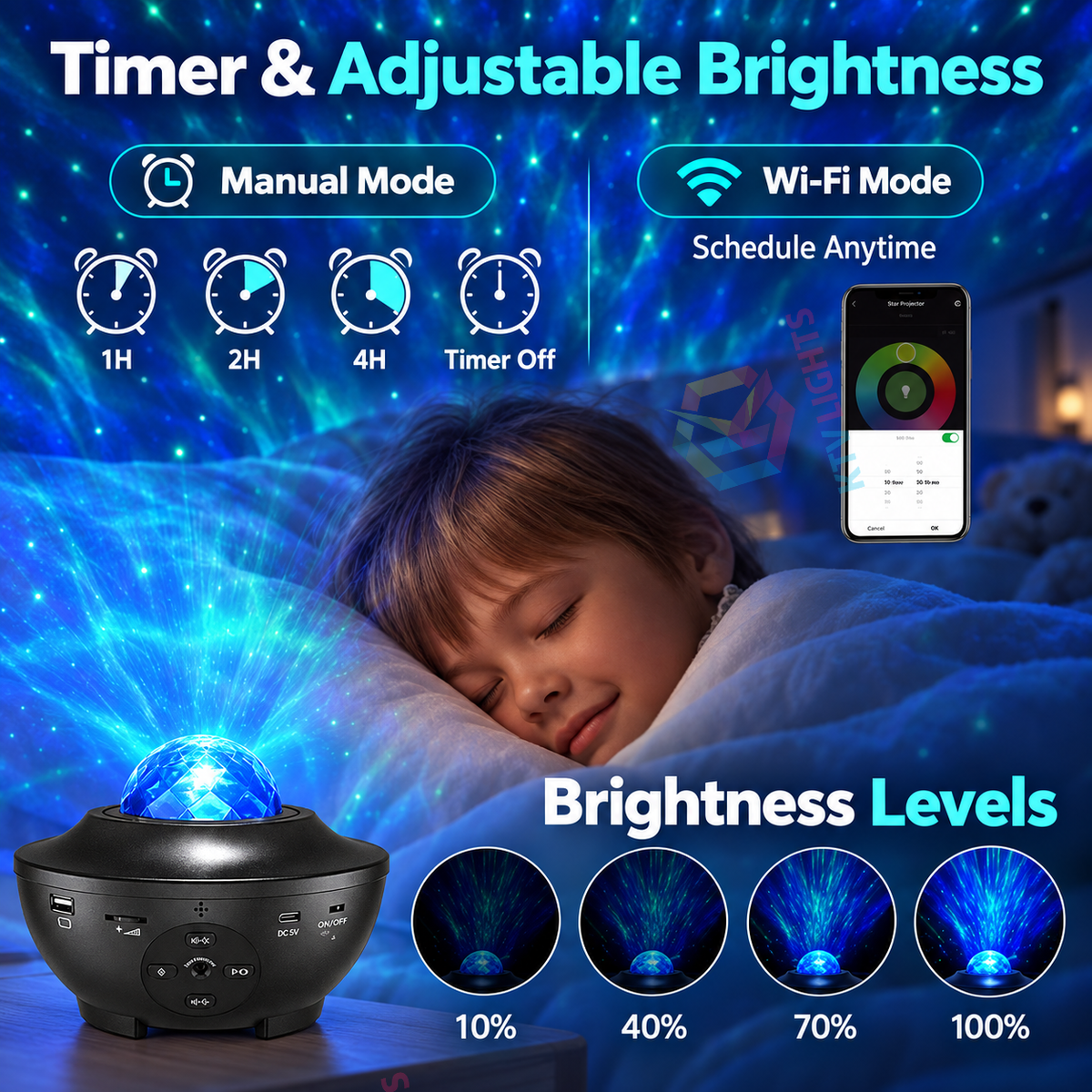 KTVLIGHTS Galaxy Night Light Projector with Music Speaker-S48