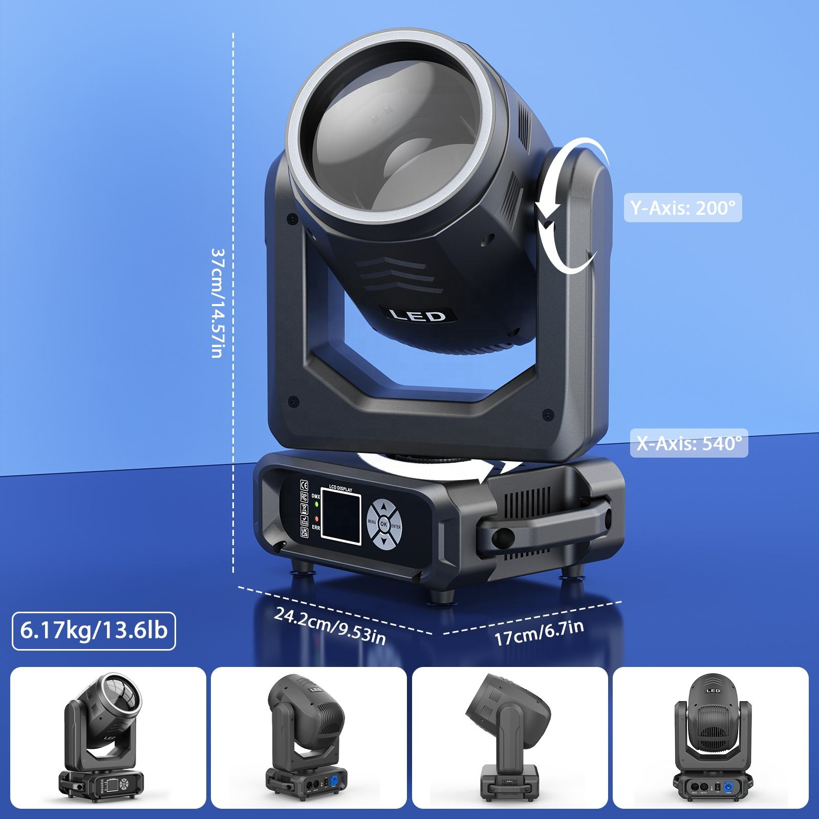 200W 18-prism rainbow effect LED moving head light - E62