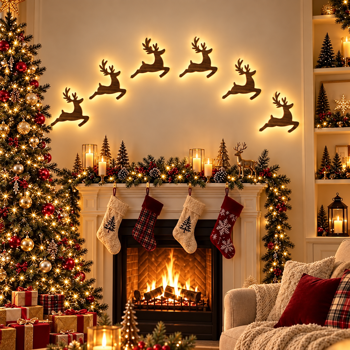 KTVLIGHTS Lighted Reindeer Christmas Wall Decor-M65
