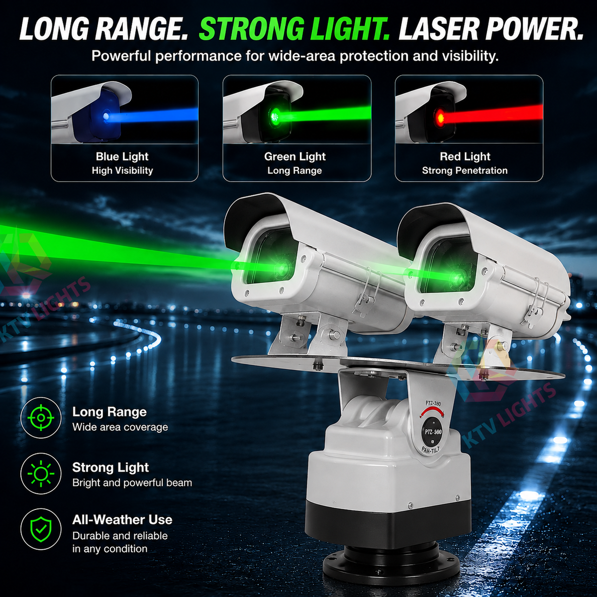 Dual-head outdoor bird and animal repellent laser light - B55