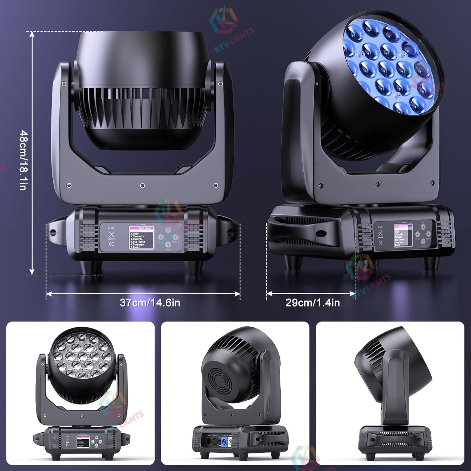285w RGBW stage light 19 LED moving head light-E54