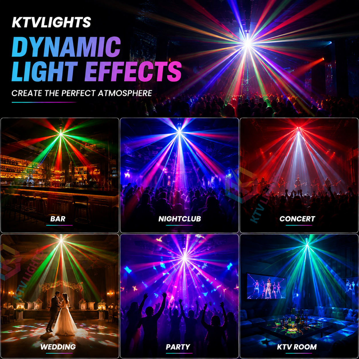 KTVLIGHTS 4 Arms LED Moving Head Stage Light for DJ Party Events-E93