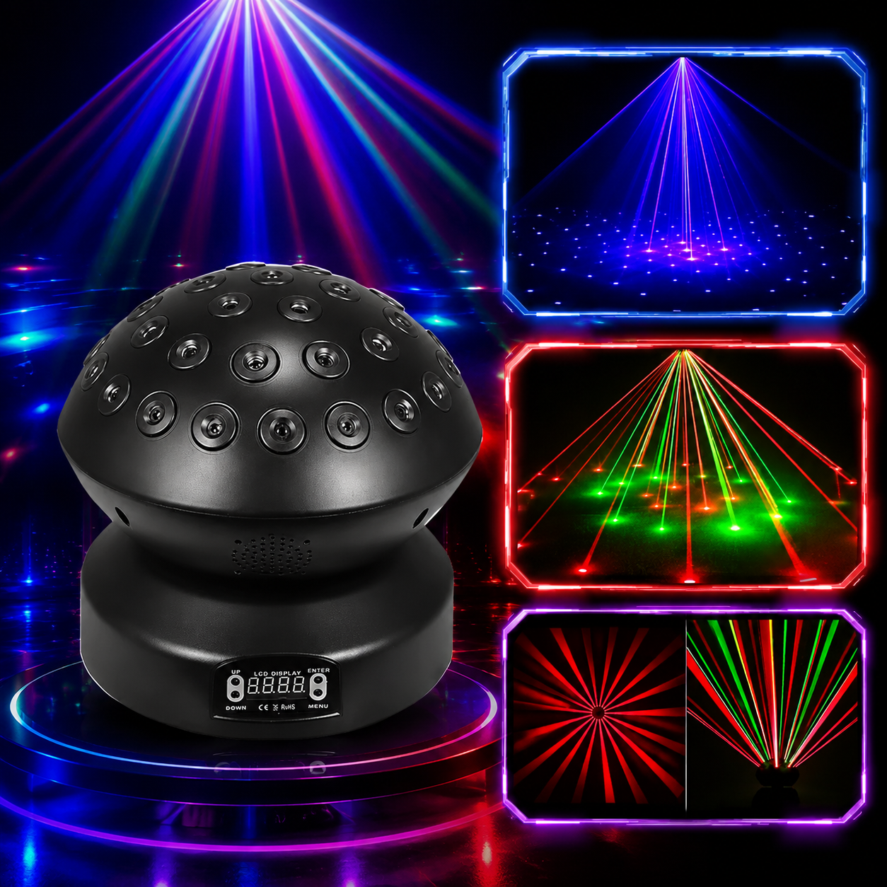 KTVLIGHTS 3-in-1 Full Color Laser Light RGB DJ Stage Lighting-B42