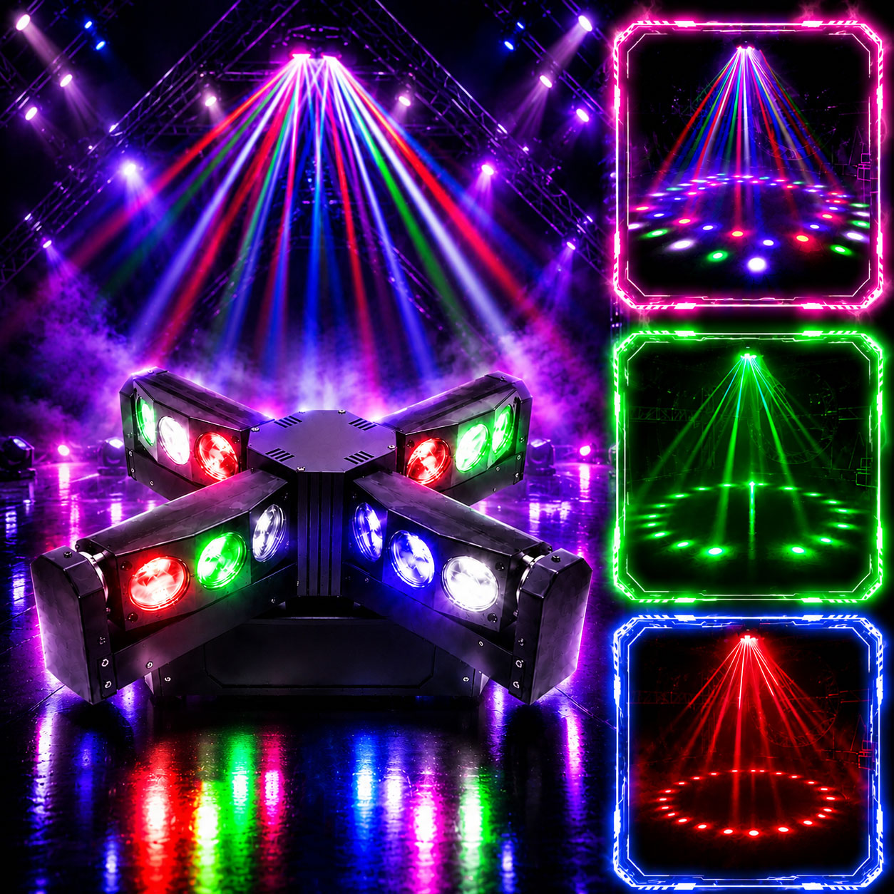 KTVLIGHTS  200W 4-in-1 Cross Moving Head DJ Stage Light- B8