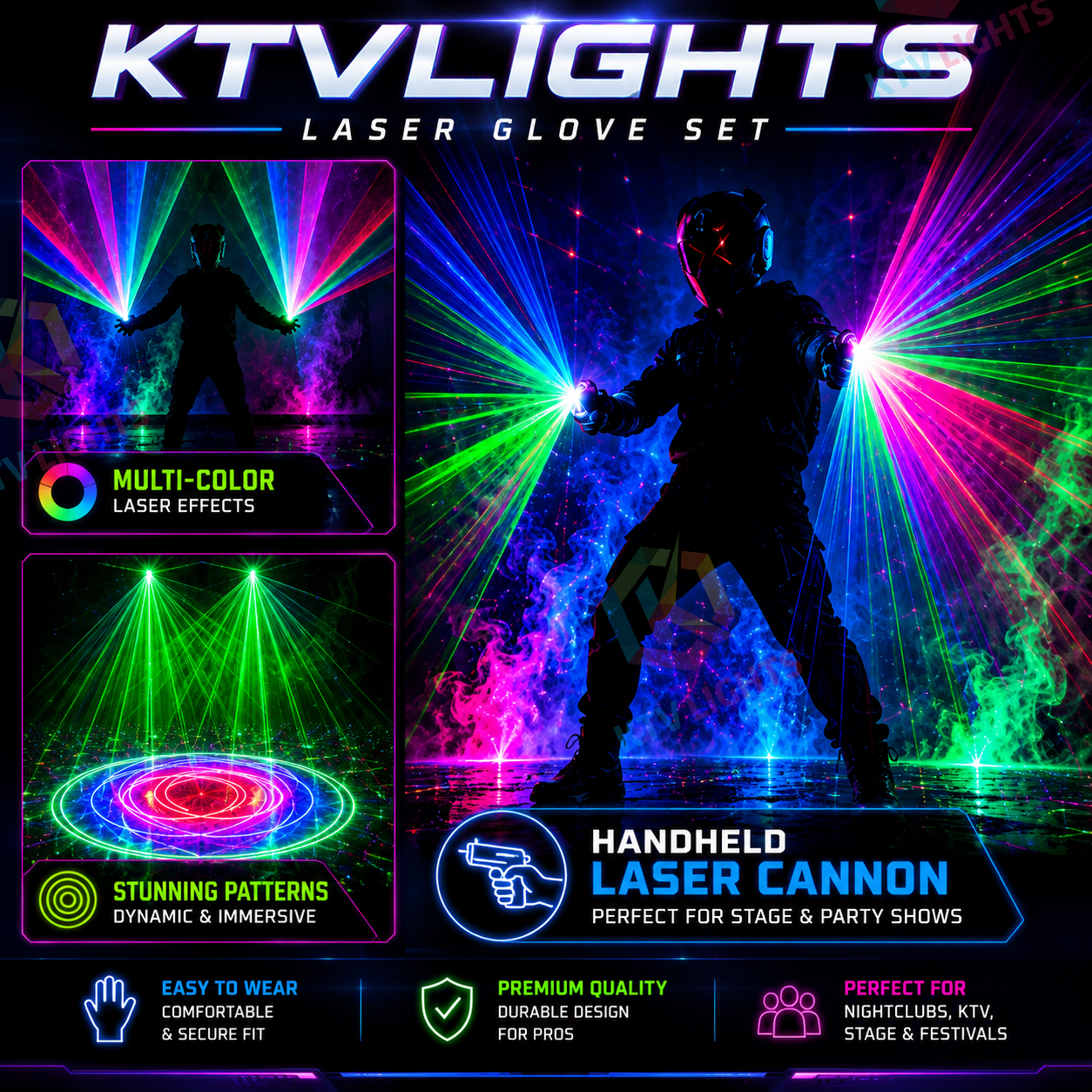Rotating Laser Gloves for Parties, Festivals & Stage Shows-M8