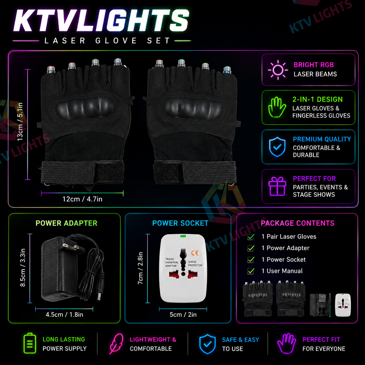 2-in-1 RGB Laser Gloves – Rotating & Starry Effects for Parties-M9