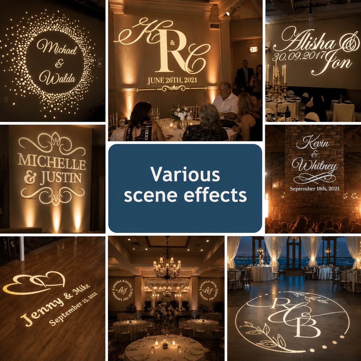 Custom Wedding Gobo Projector Light for Names & Dates-S47