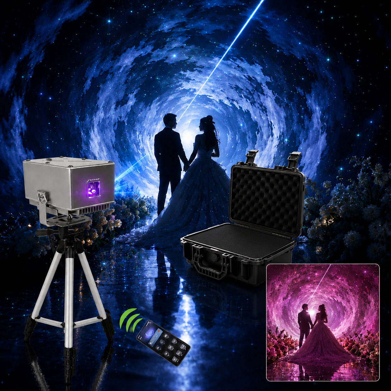 Rechargeable APP-Controlled Laser Projector with Flight Case-A9