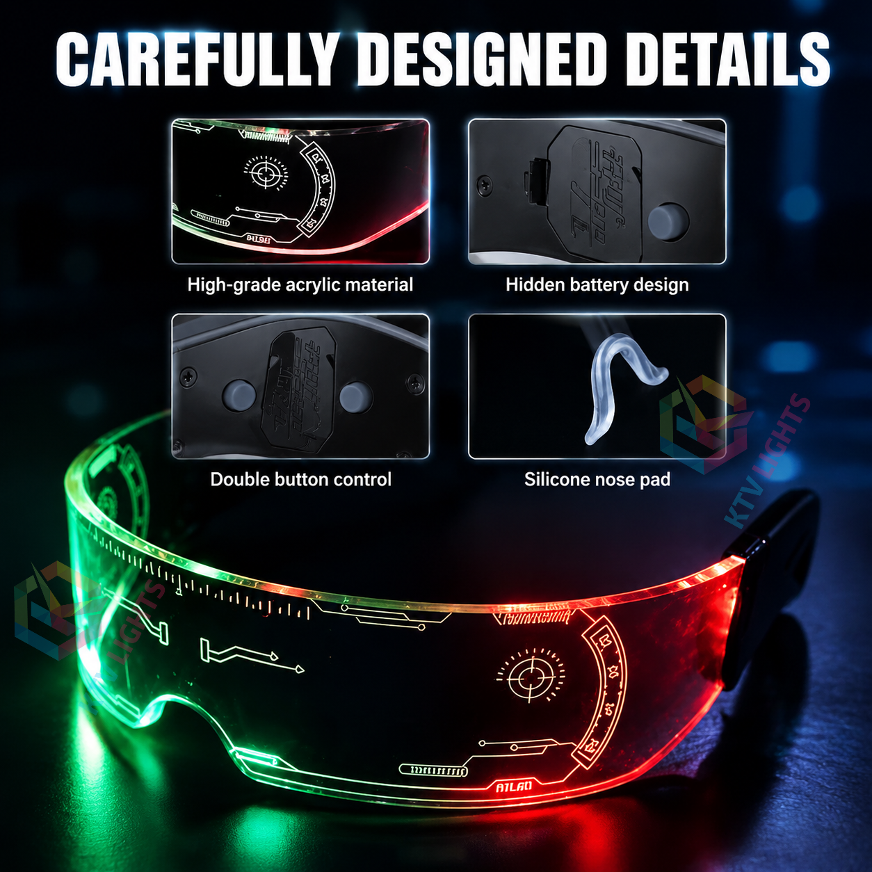 KTVLIGHTS LED Luminous Glasses for Rave Parties & Festivals-M3