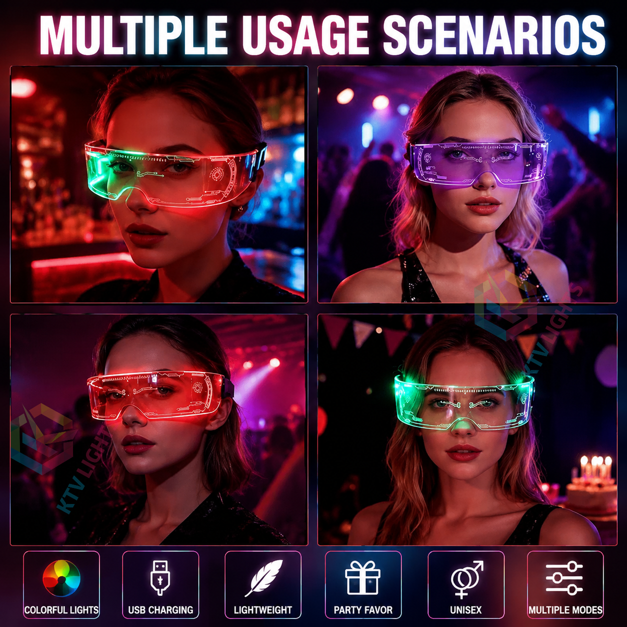 Colorful LED luminous glasses-M3