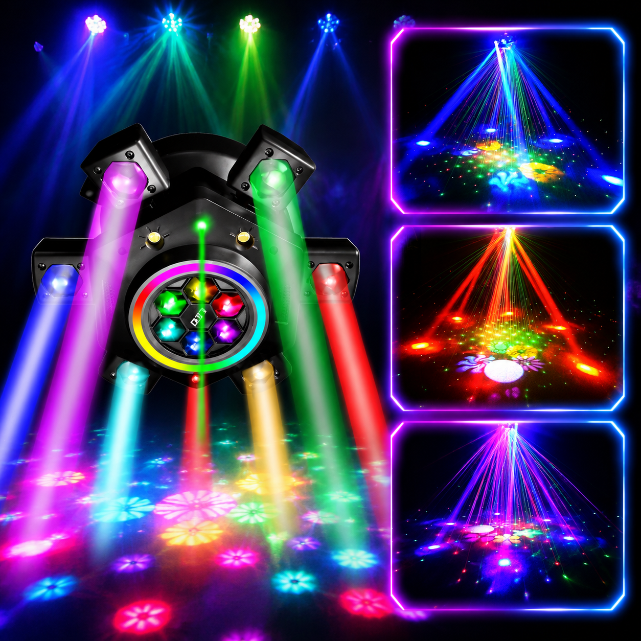 KTVLIGHTS Six Arm RGBW Beam Laser Moving Head Light for DJs - E11