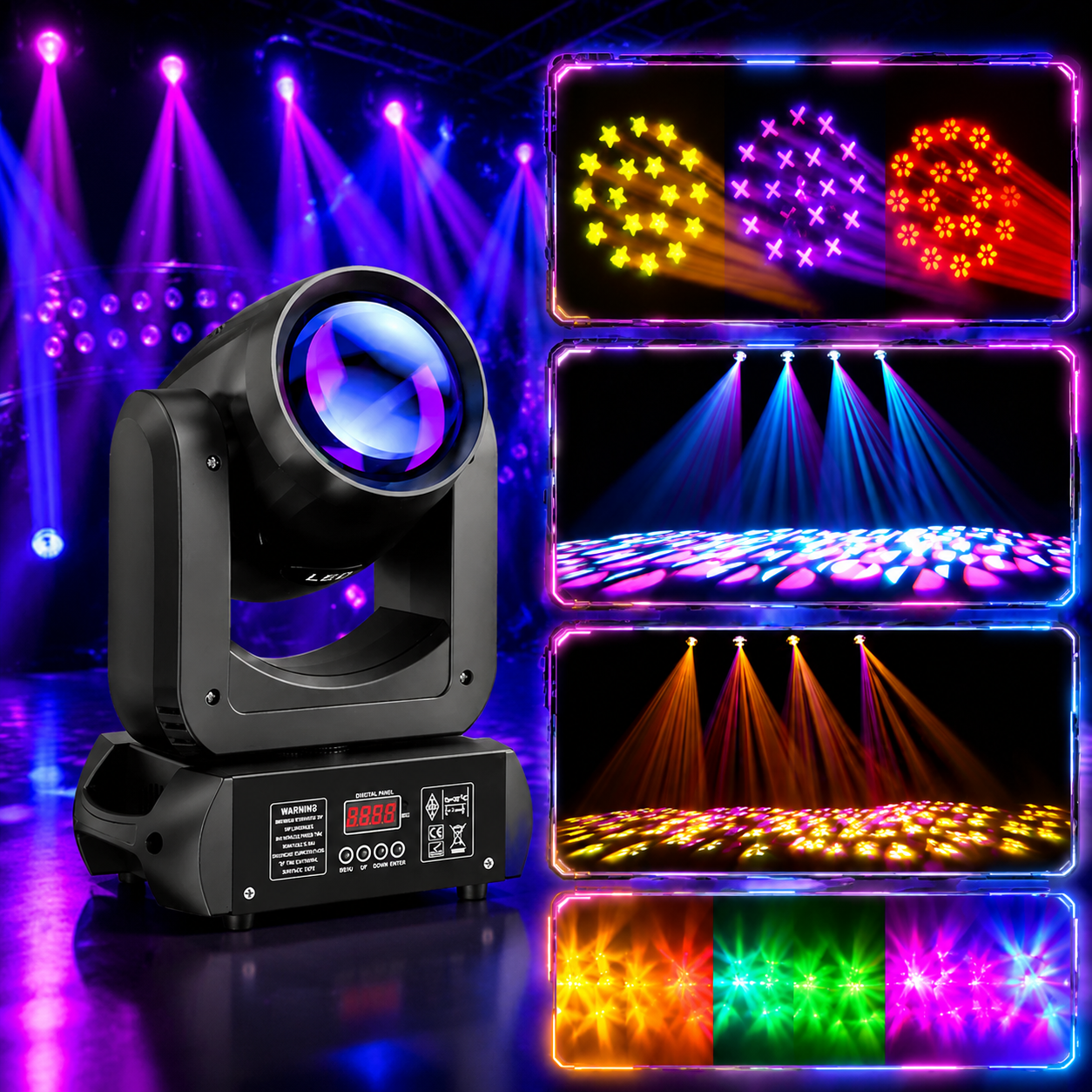 KTVLIGHTS LED 150W RGBW Beam Moving Head Light DJ Stage Lighting - E19