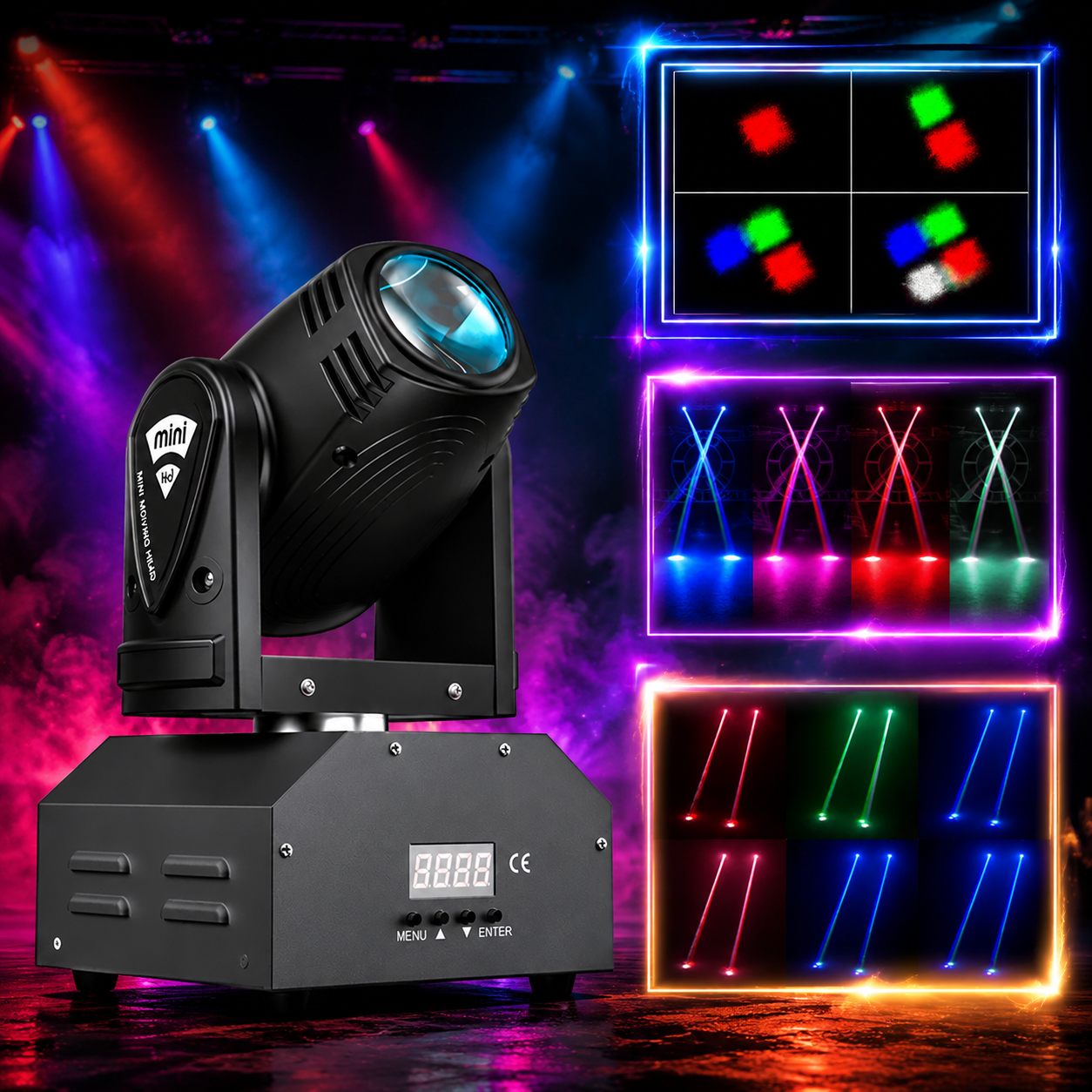 KTVLIGHTS RGBW 4-in-1 LED Beam Moving Head Light DJ Stage Lighting-E20