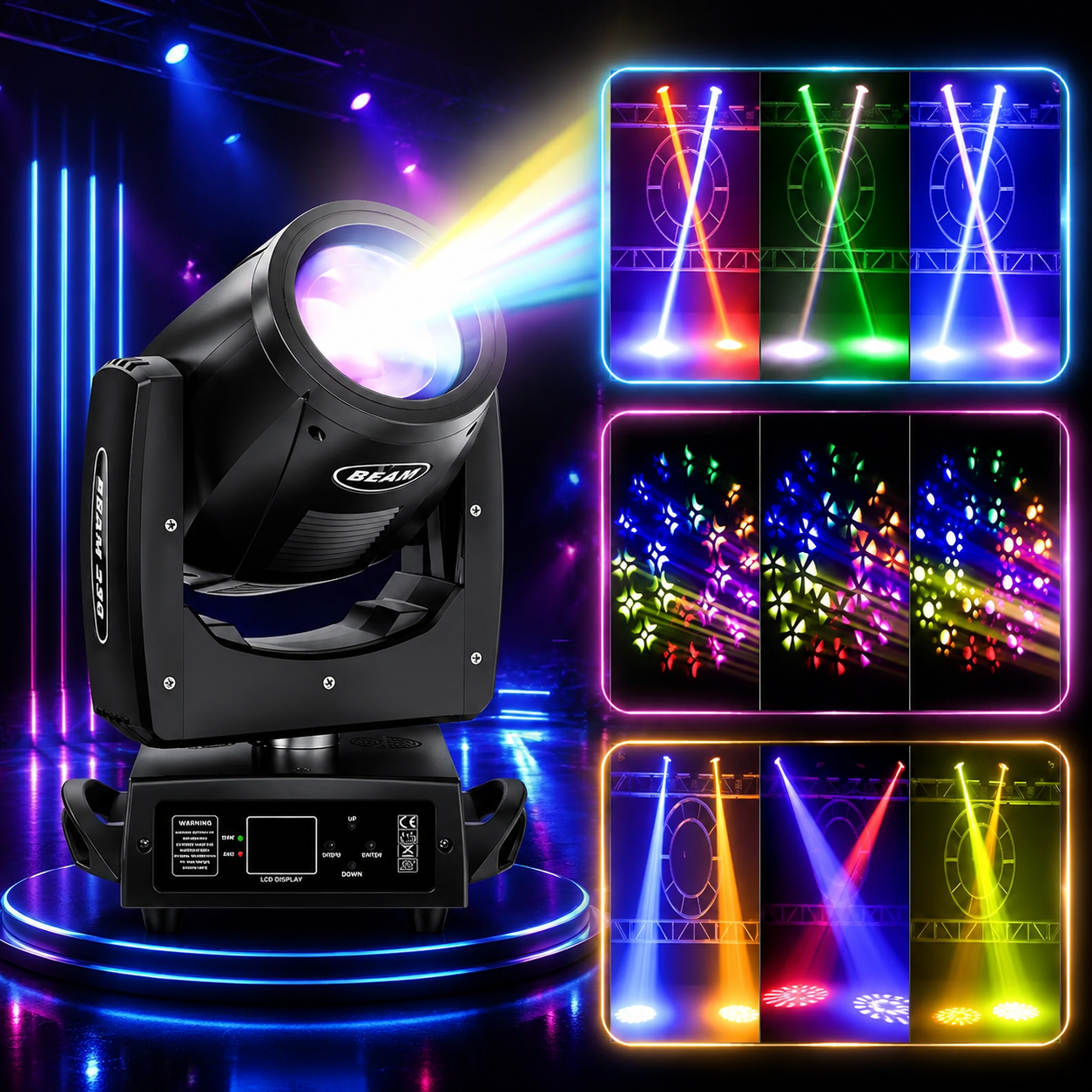 KTVLIGHTS 230W 7R Beam Moving Head Light with 24 Prism Effects-E21