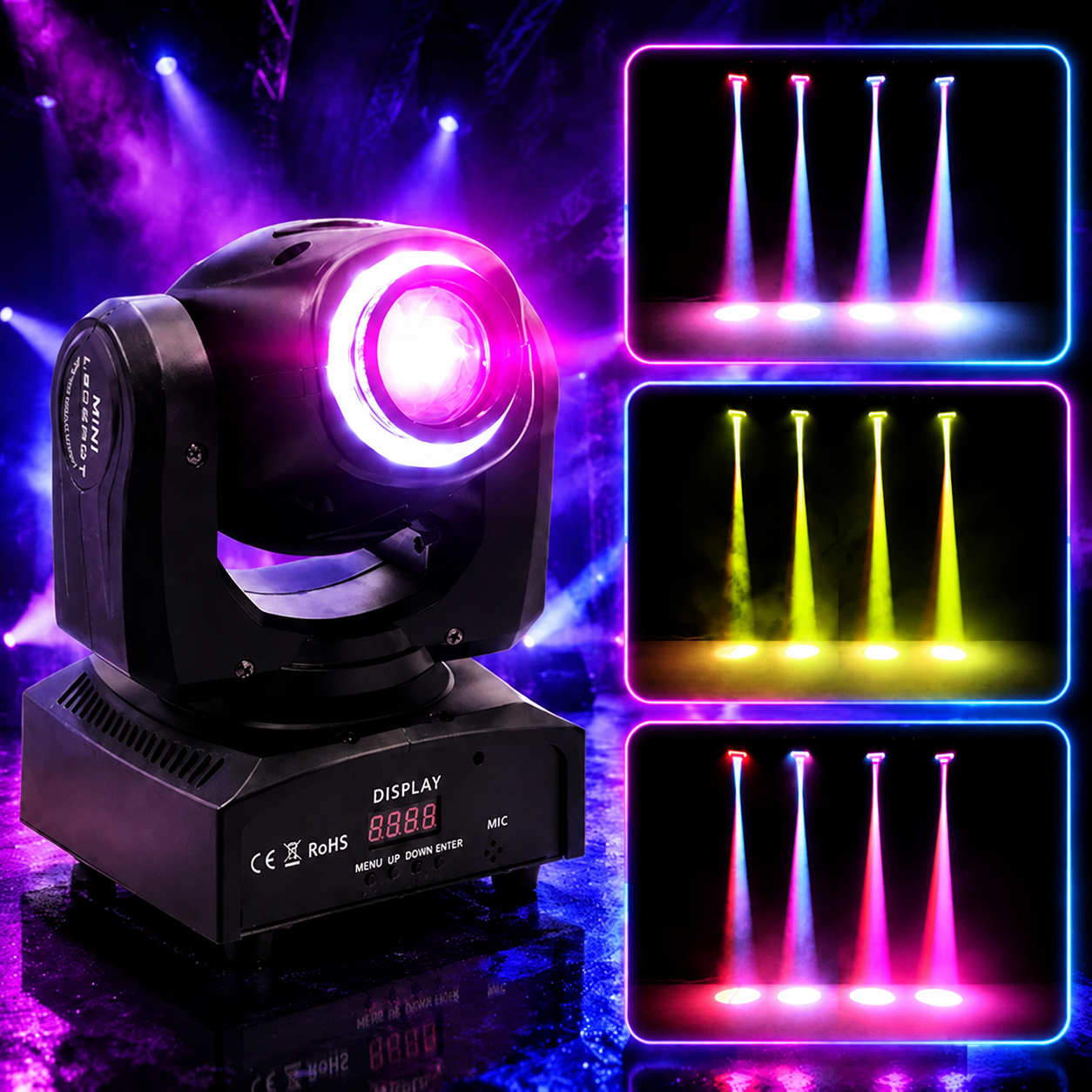 KTVLIGHTS LED Beam Pattern Moving Head Light for DJ Stage-E24