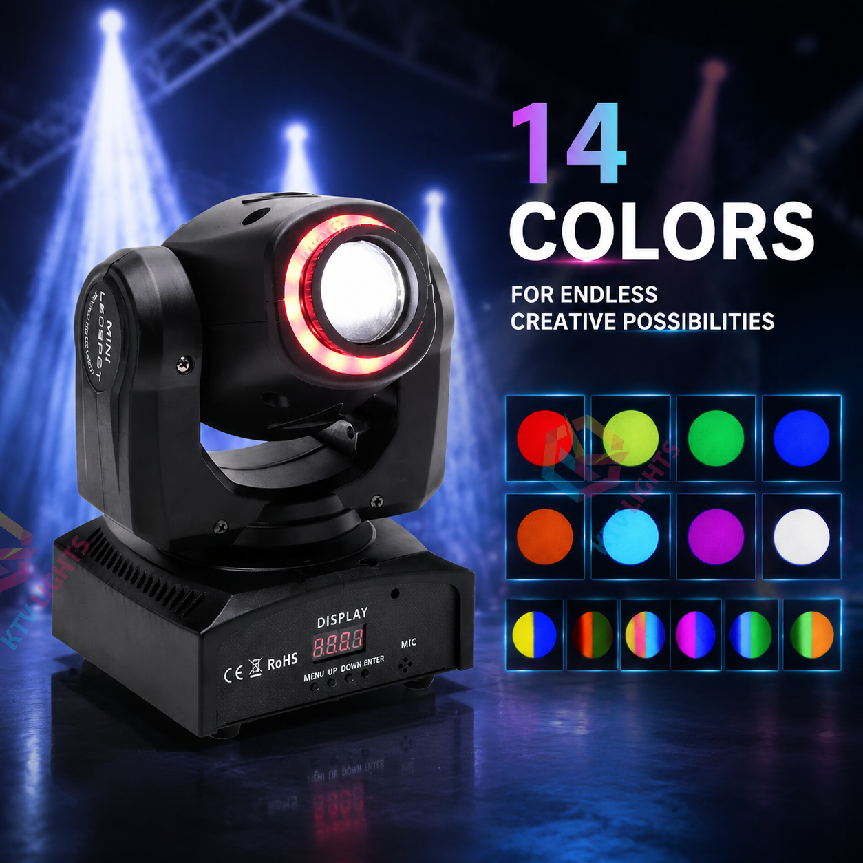 KTVLIGHTS LED Beam Pattern Moving Head Light for DJ Stage-E24