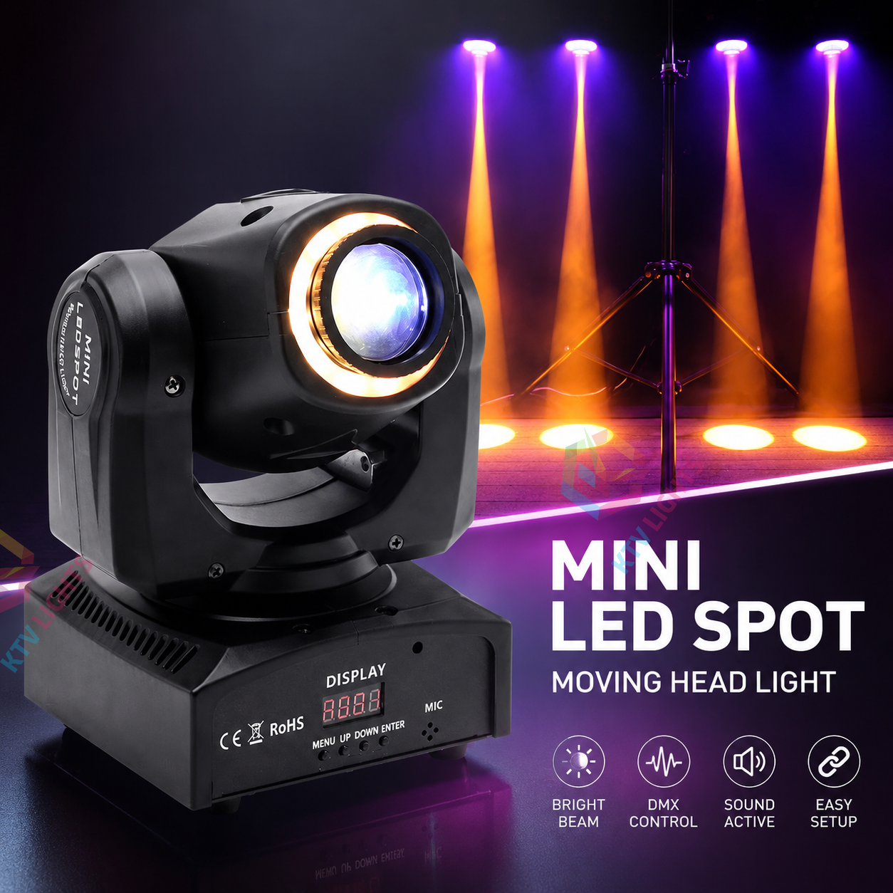 KTVLIGHTS LED Beam Pattern Moving Head Light for DJ Stage-E24