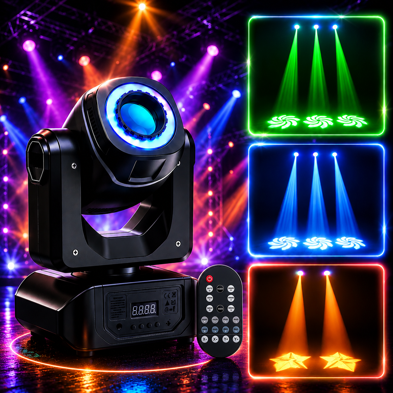 KTVLIGHTS RGB 8 Color Spot Moving Head DJ Stage Light- E30