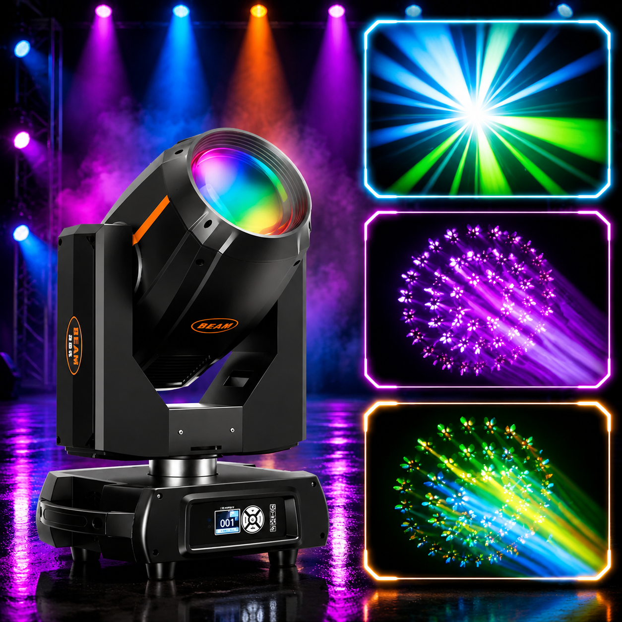 KTVLIGHTS 380W 17R Prism Beam Moving Head DJ Stage Light - E35