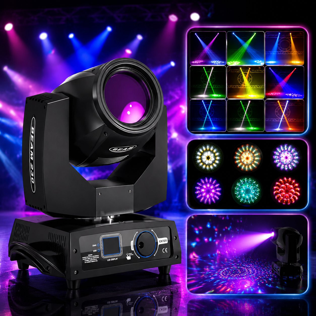 KTVLIGHTS 6 230W 7R Beam Moving Head Light for DJ Stage & Events - E42