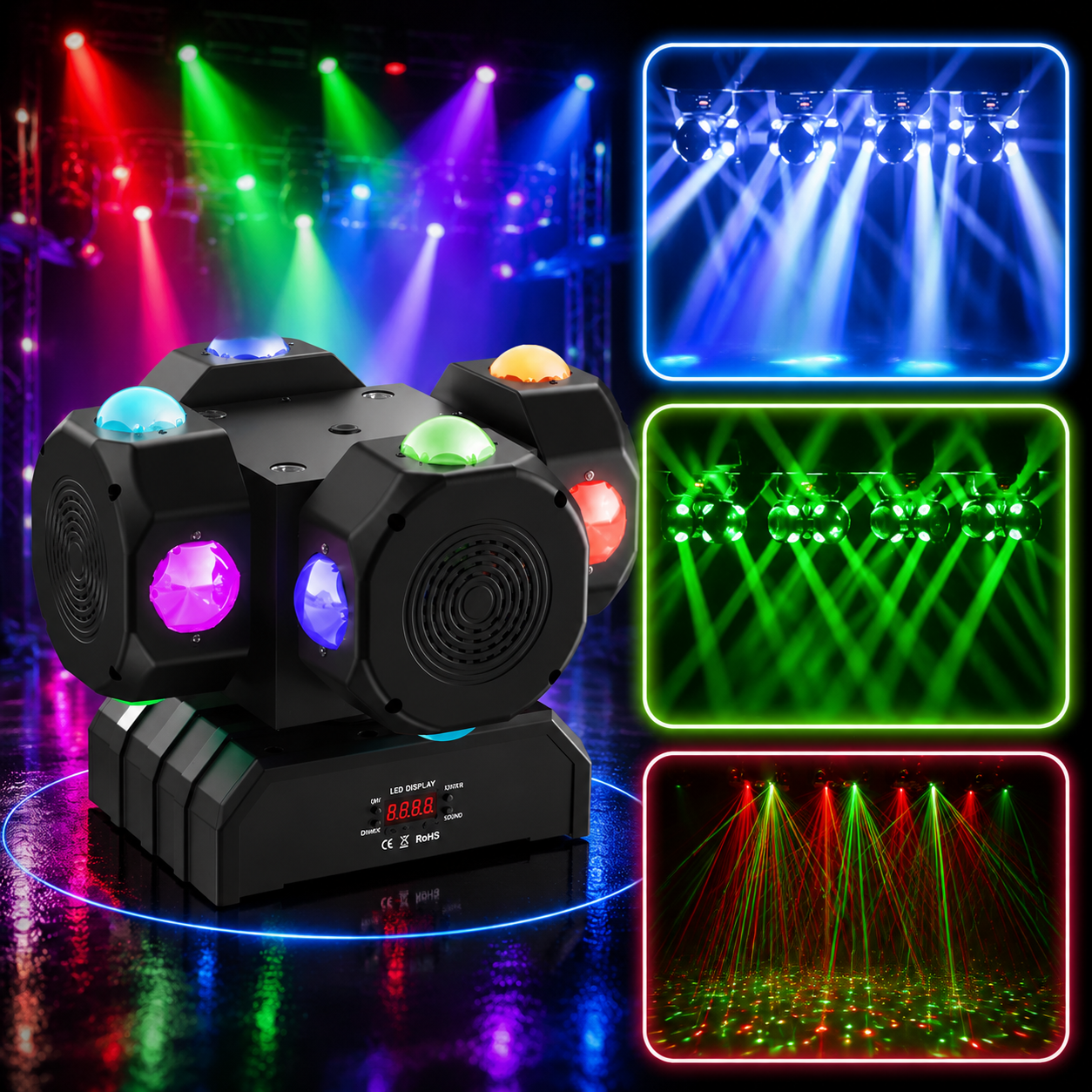 KTVLIGHTS LED 200W RGBW Moving Head Light DMX512 DJ Stage Lighting - E49