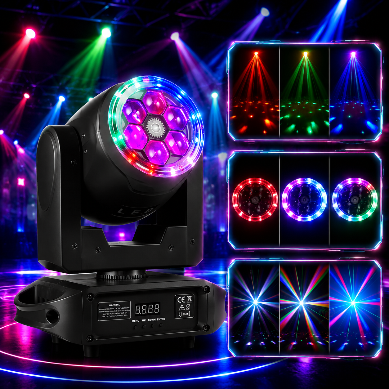 KTVLIGHTS 6 Bee Eye RGBW Moving Head Light for DJ Stage - E50