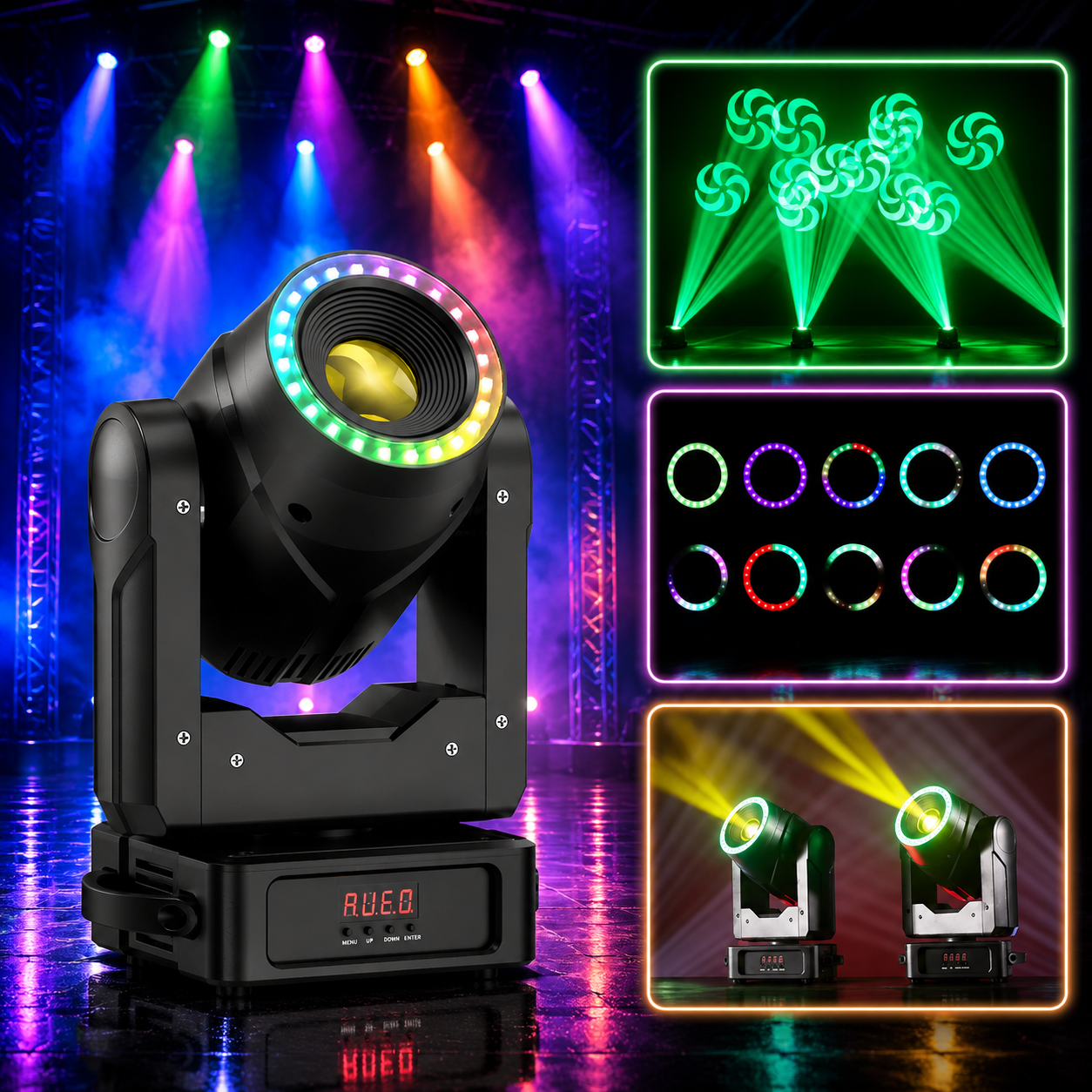 KTVLIGHTS 150W Ring Moving Head DJ Stage Light Party Effect-E52