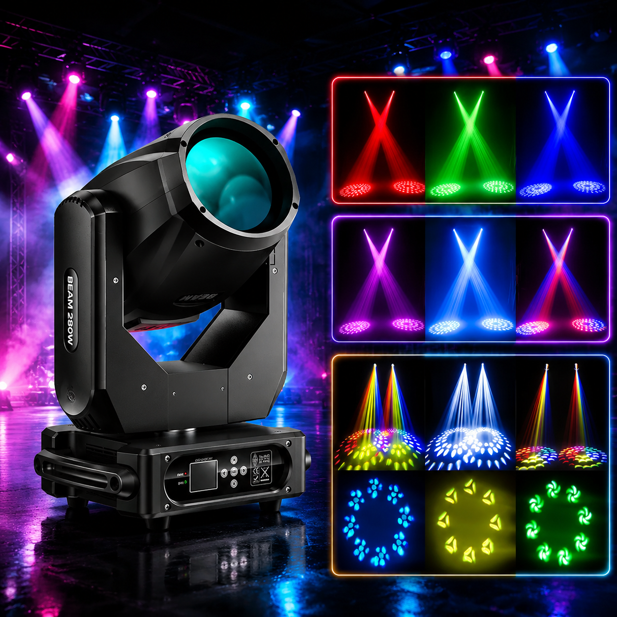 280W 10R Beam Moving Head DJ Stage Light DMX-E55