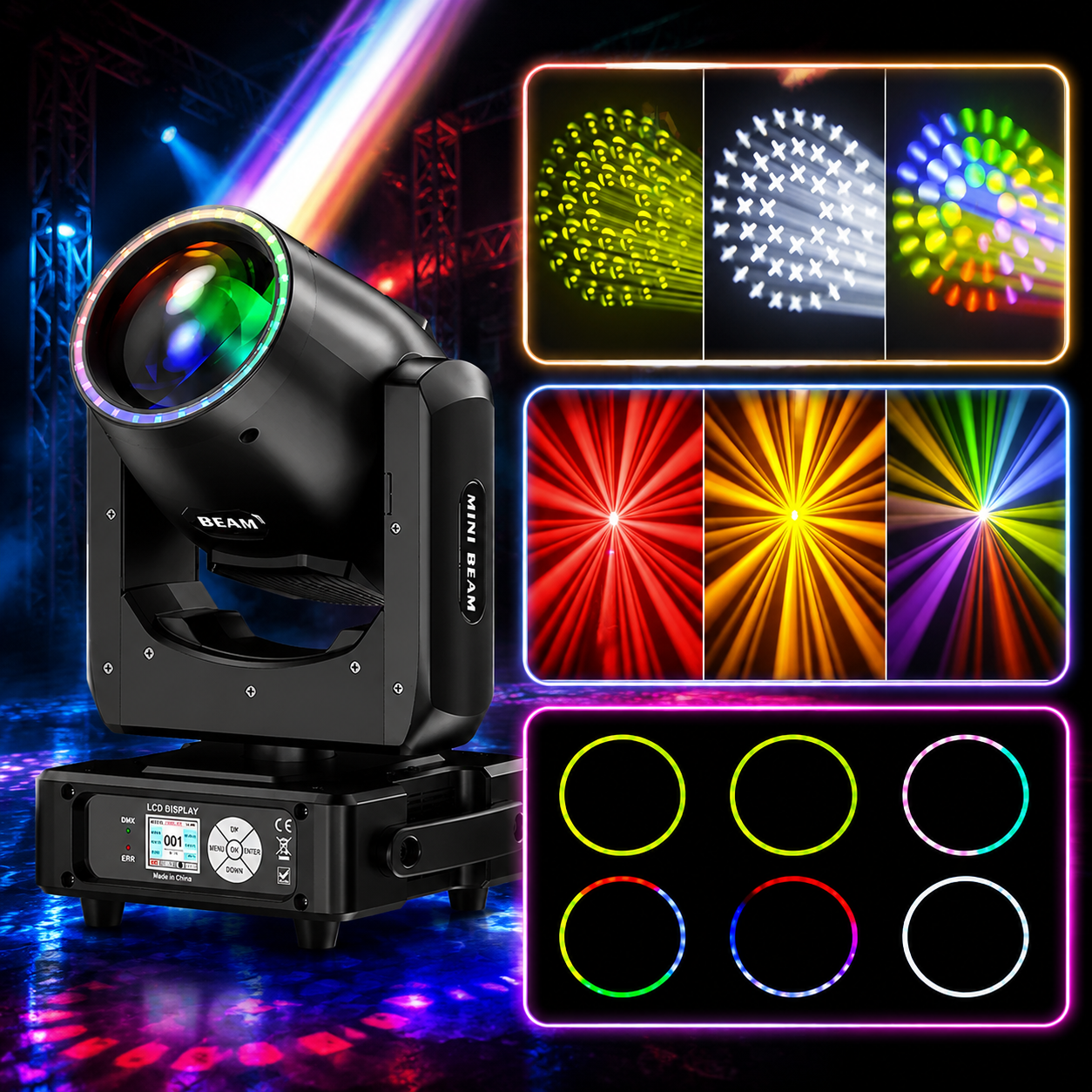 KTVLIGHTS 230W 7R Beam Moving Head Light DJ Stage Lighting-E57