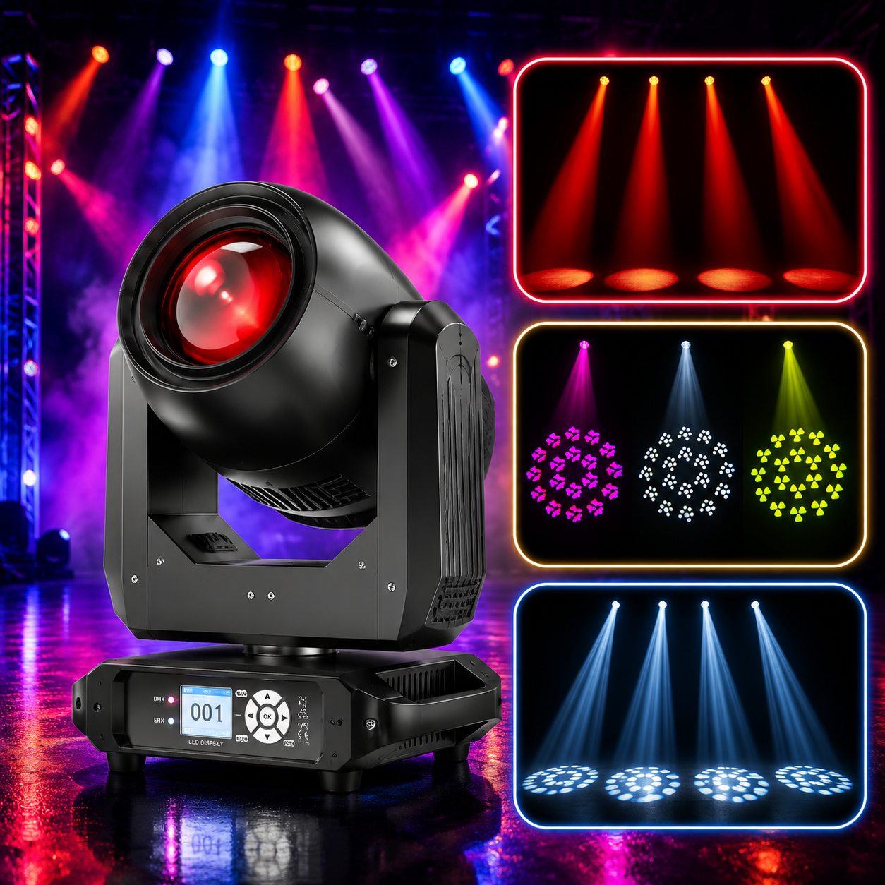 KTVLIGHTS 150W RGBW 4-in-1 Beam Moving Head DJ Stage Light-E58