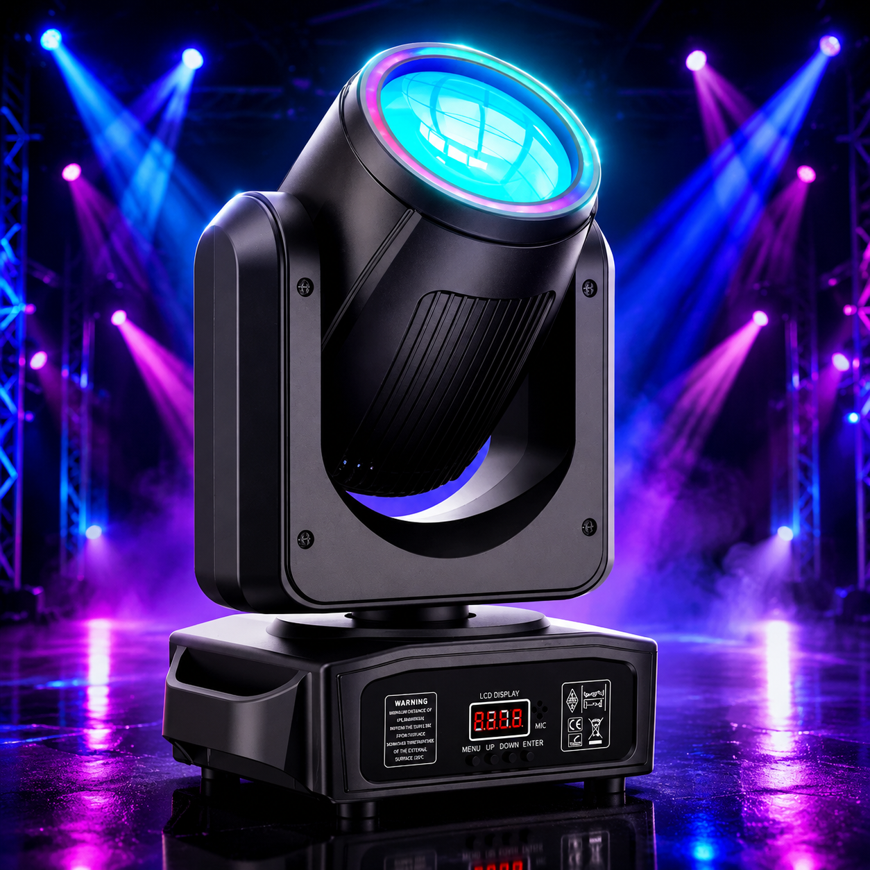 KTVLIGHTS 150W RGB Halo Moving Head Light for DJ Stage & Events-E59