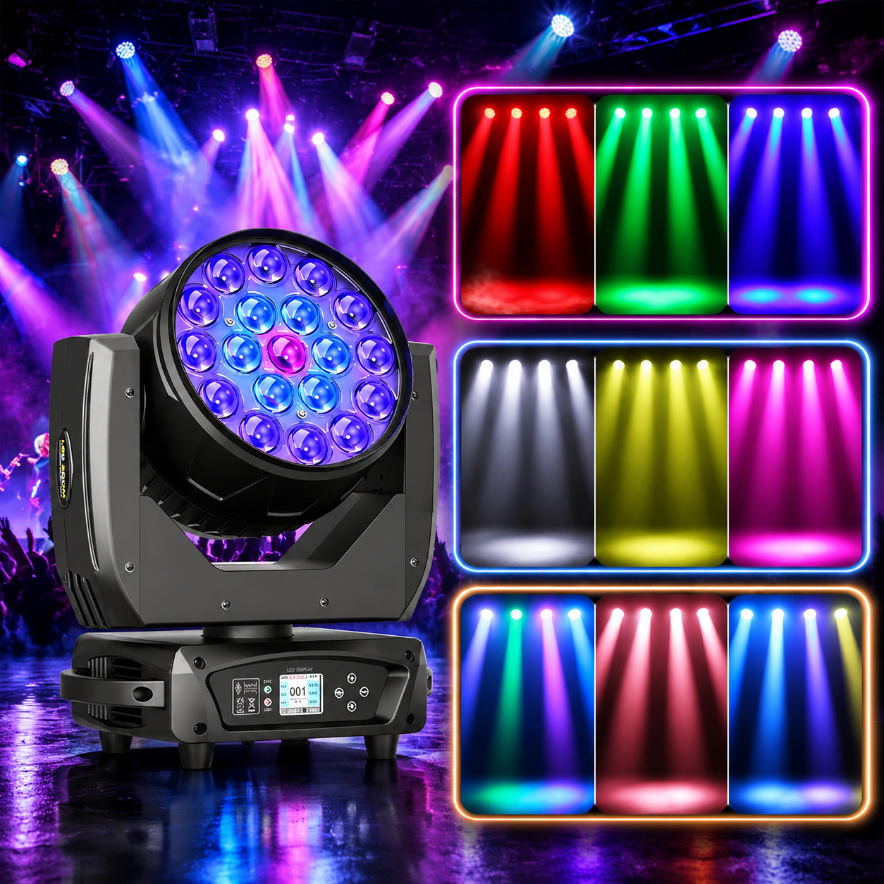 KTVLIGHTS Beam Color Zoom LED Moving Head Light DJ Party Effect-E64