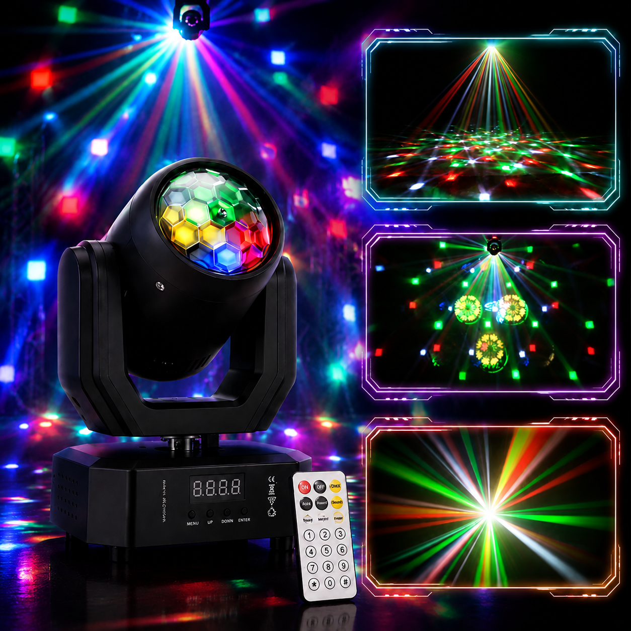 KTVLIGHTS RGBW Mini Magic Ball Moving Head Light DJ Stage Lighting-E77