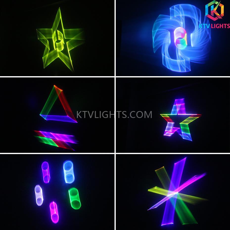 Lumière laser d'animation 3D RGB 2-4w, commande vocale/lumière de scène DMX512-A7