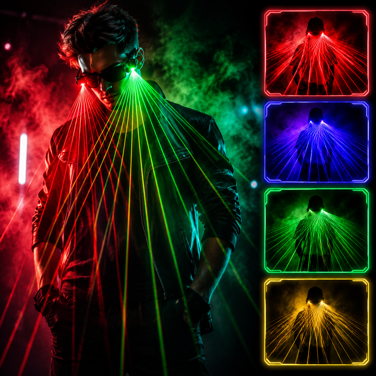 KTVLIGHTS Party Laser Glasses Set Light Up Glasses for Rave Festival DJ-M1