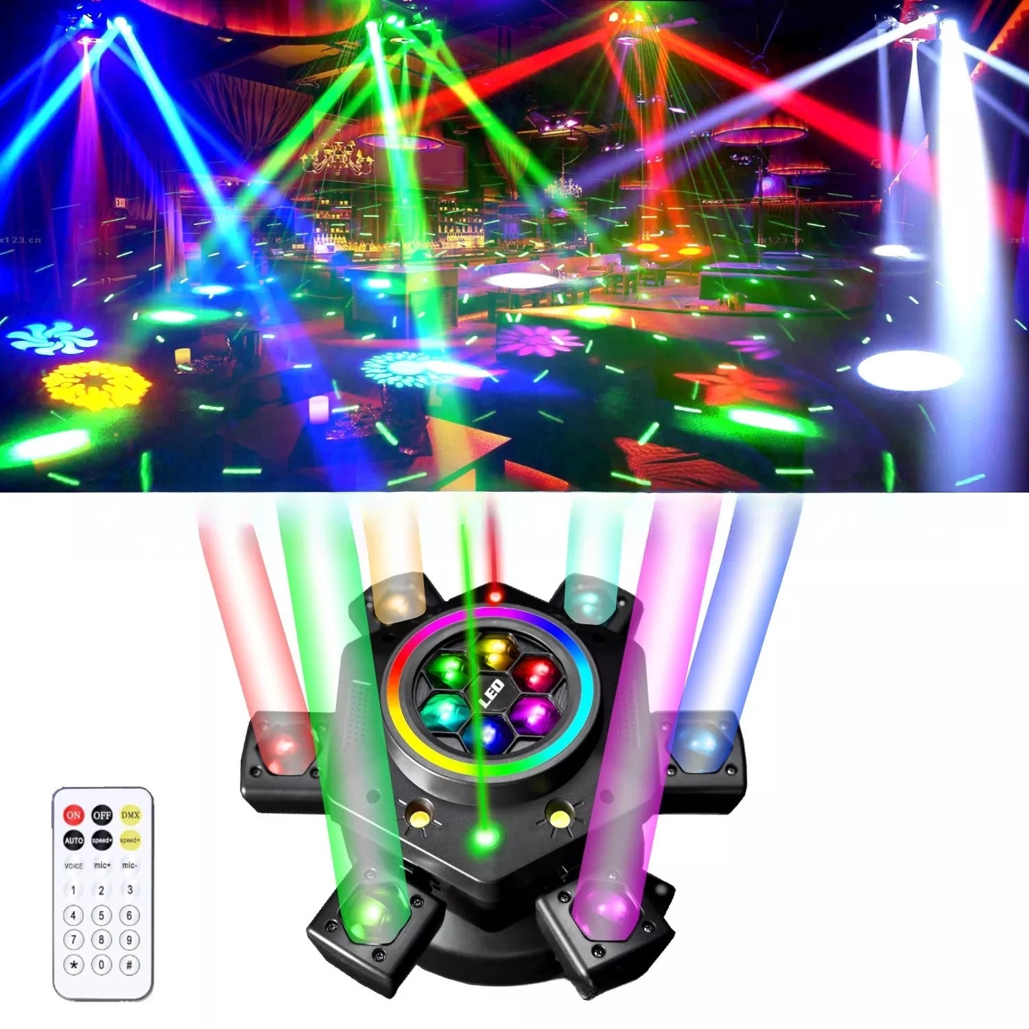 Six-arm beam pattern laser light-E11