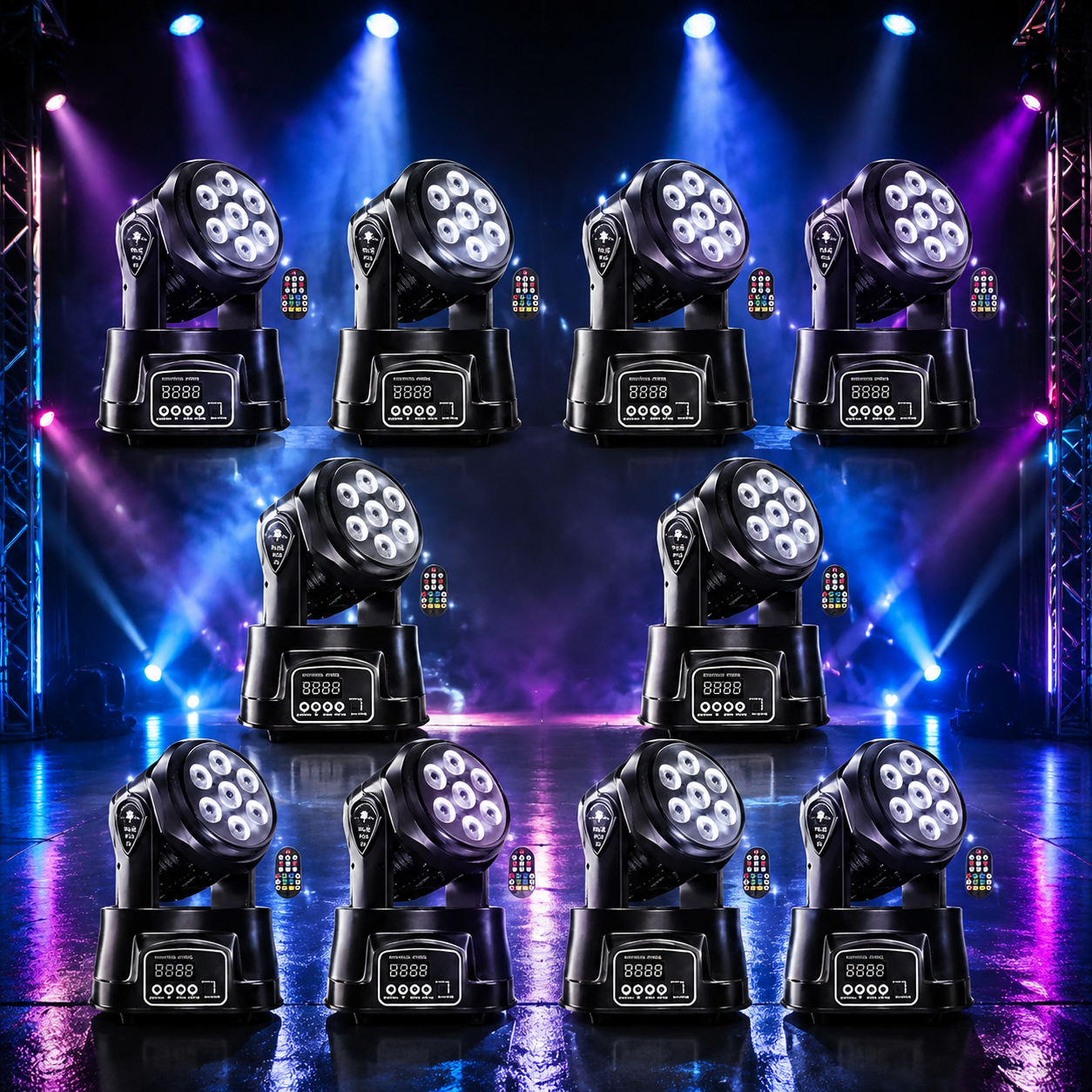 KTVLIGHTS 6 RGBW LED Stage Wash Light Moving Head for DJ Events - P9