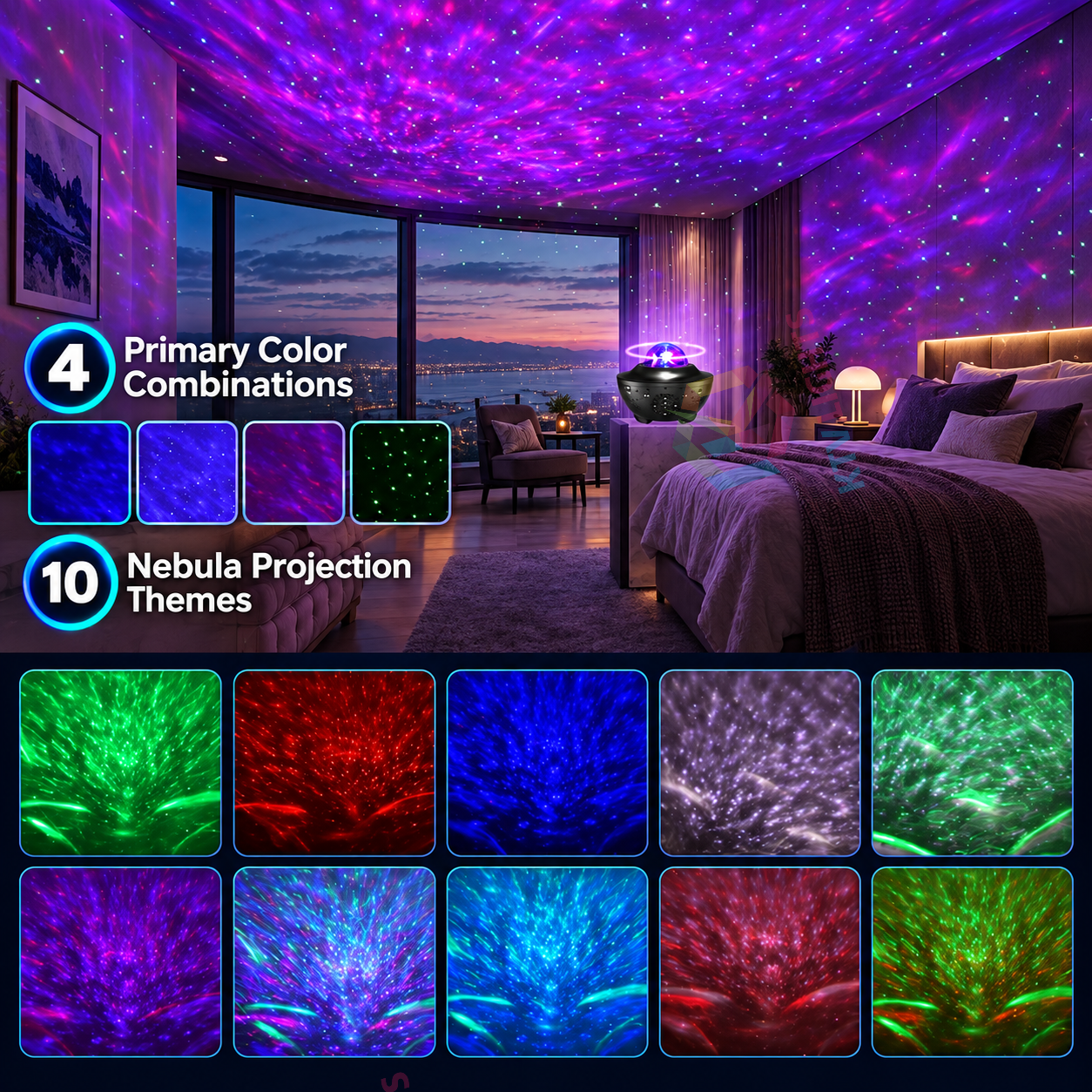 KTVLIGHTS Galaxy Night Light Projector with Music Speaker-S48